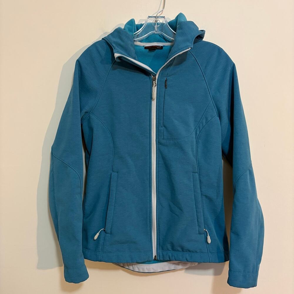 Kirkland Signature Softshell Jacket Womens S Teal Hooded Fleece Lined